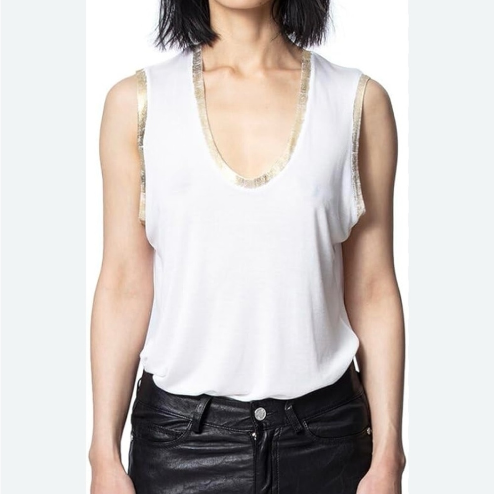 ZADIG & VOLTAIRE  Gold Spi Foil Tank Top